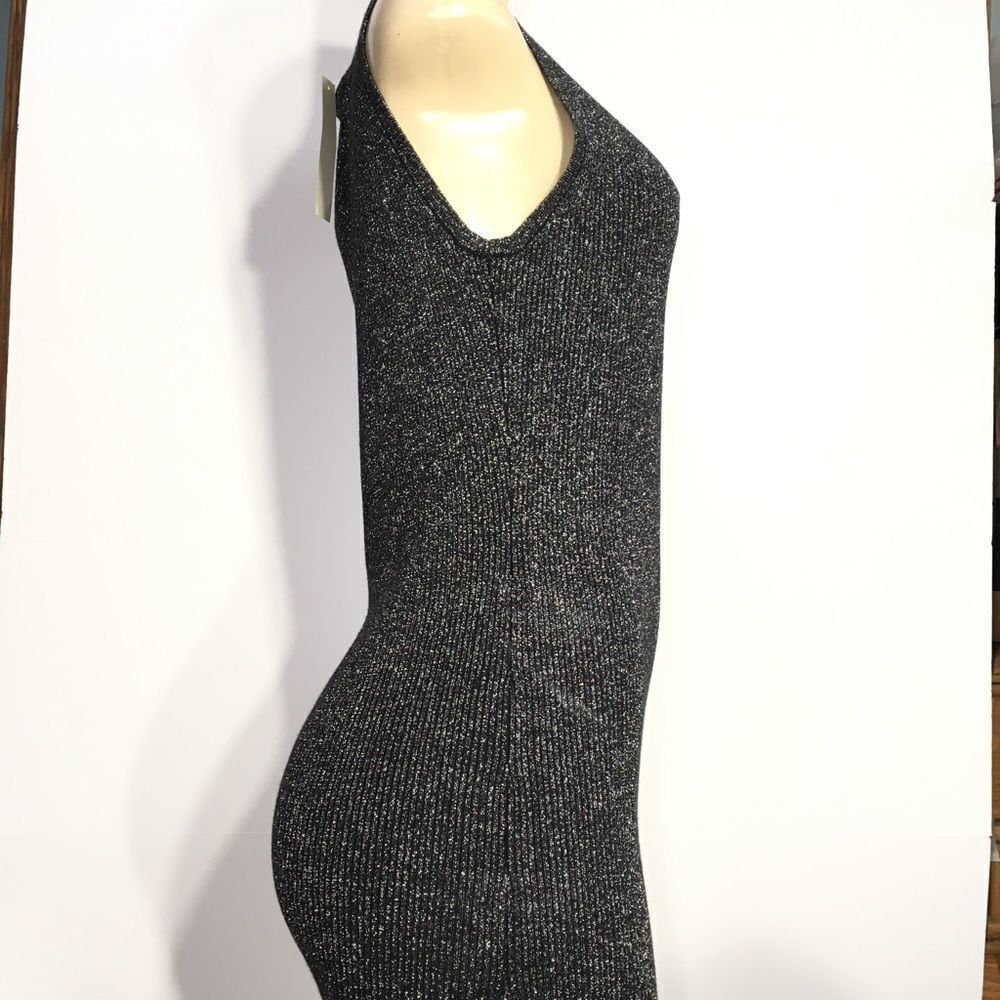 $159 ADRIENNE VITTADINI WOOL METALLIC SLEEVELESS STRETCH RIBBED KNIT DRESS NWT - Picture 3 of 11
